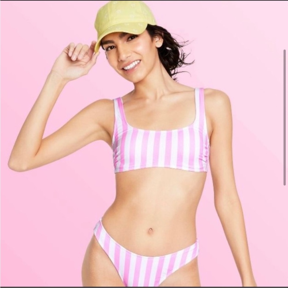 NWT Stoney Clover Lane for Target pink striped bikini top